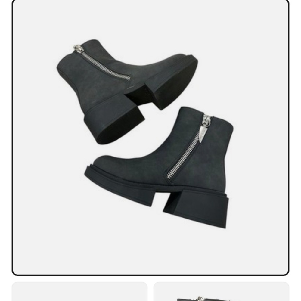 Seven7 Women's Chunky Heel Booties w/ Side Zippers Black Size 9 NWT